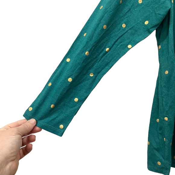 Lane Bryant Teal Green Metallic Gold Dot Long Sleeve Tee NEW size 18/20 - Picture 5 of 6